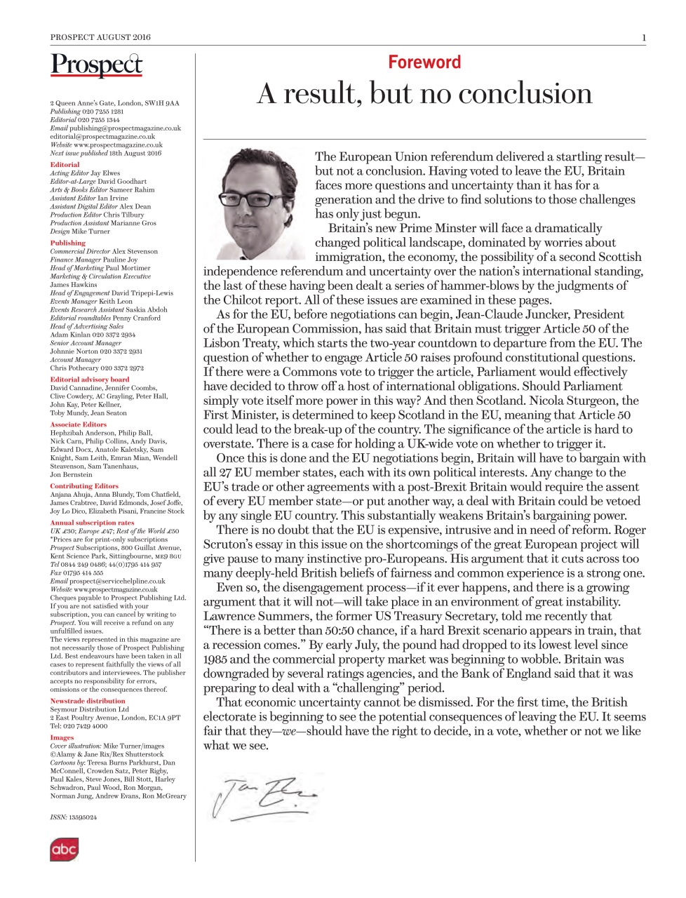 Prospect Magazine Preview Pages