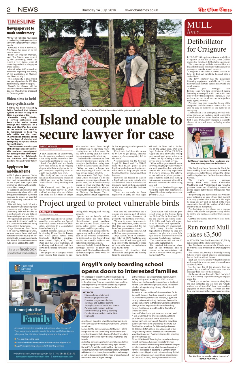 The Oban Times & Lochaber Times Preview Pages