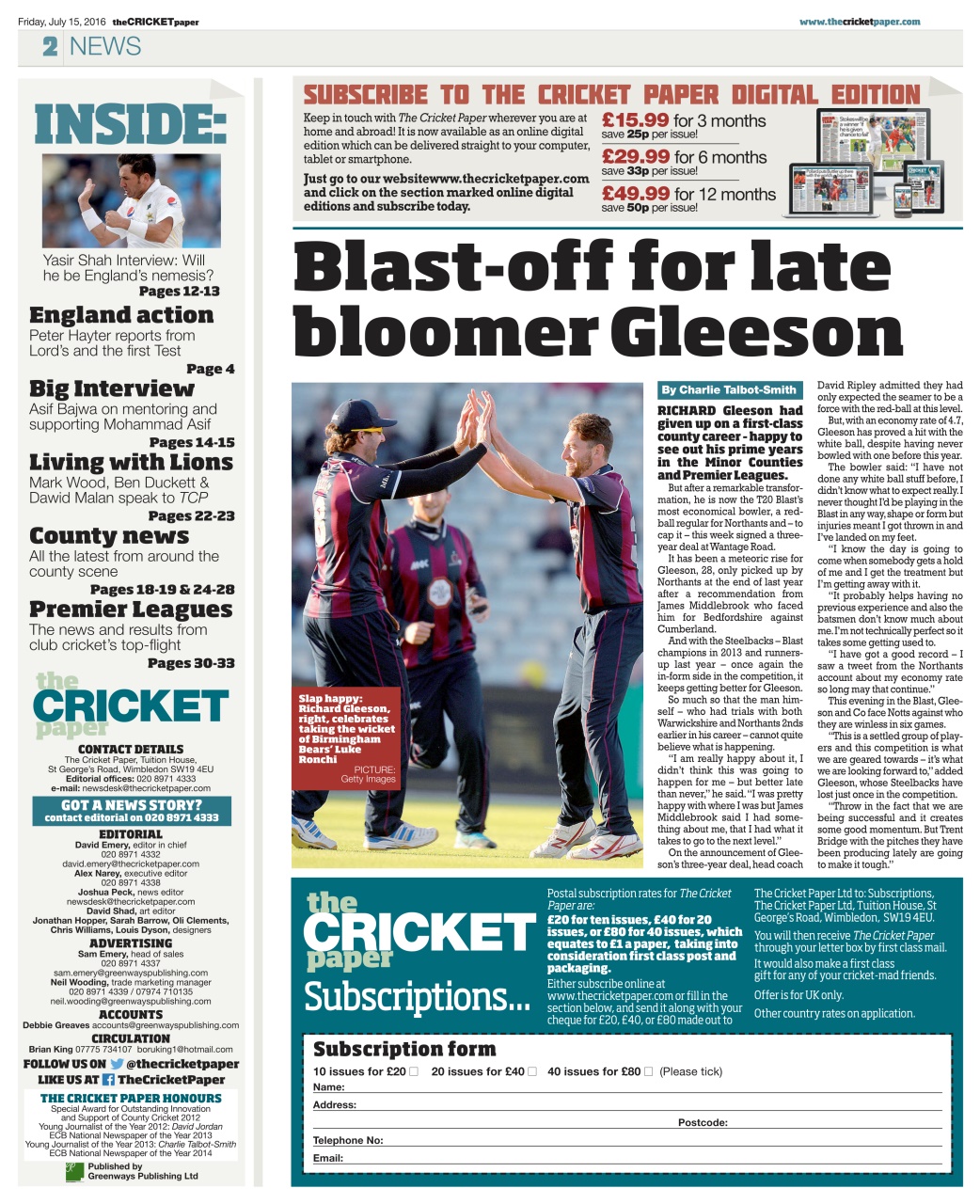 The Cricket Paper Preview Pages