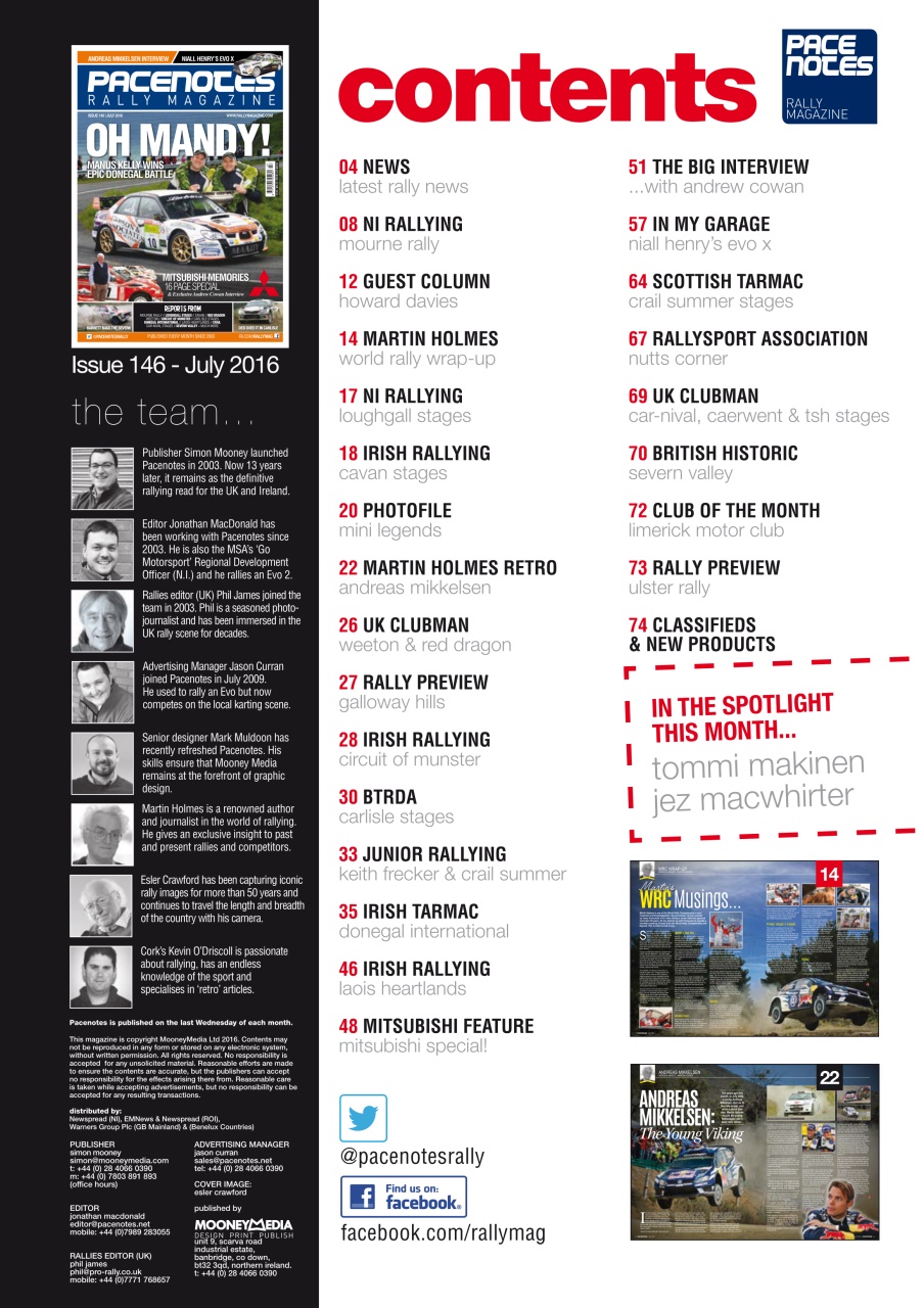 Pacenotes Rally magazine Preview Pages