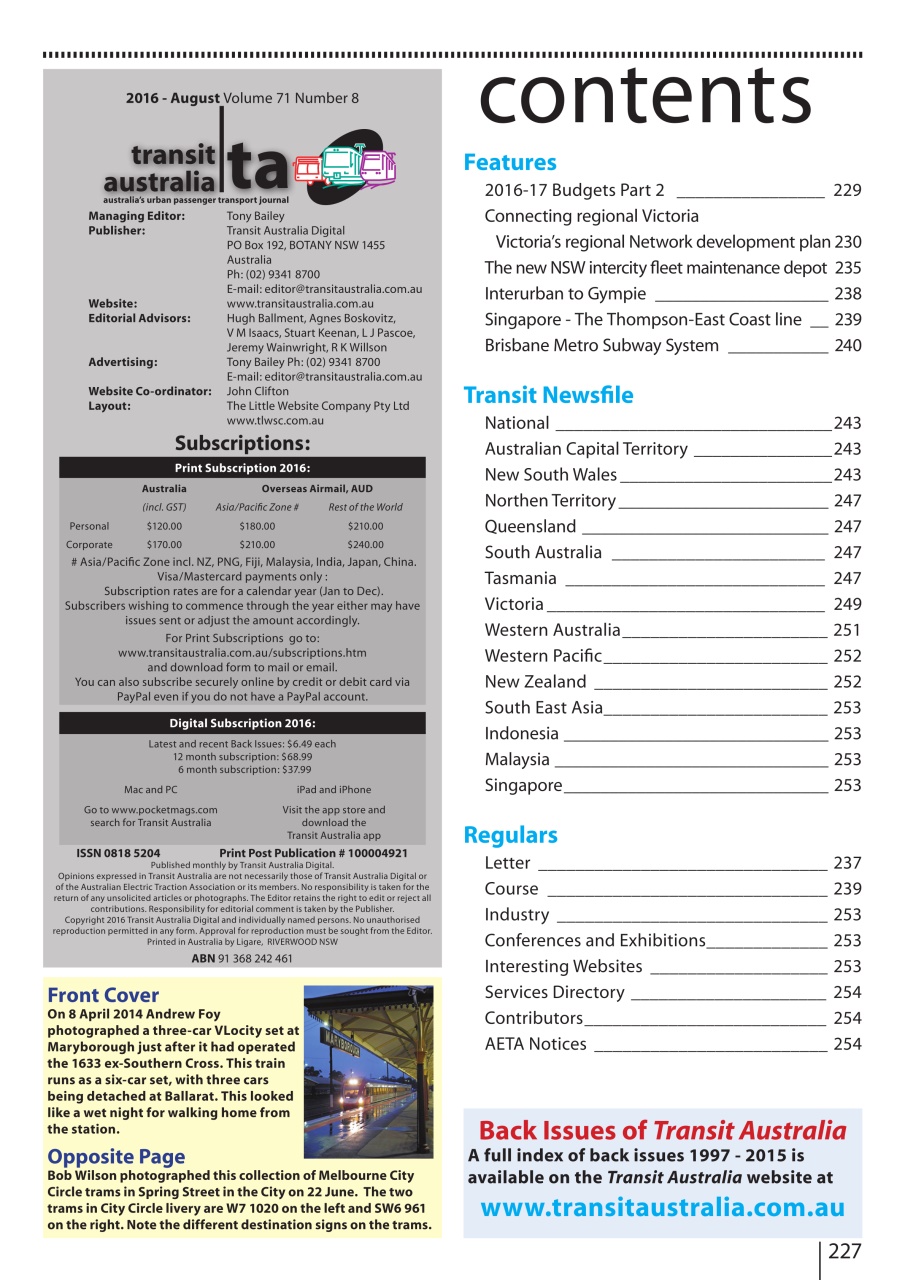 Transit Australia Preview Pages