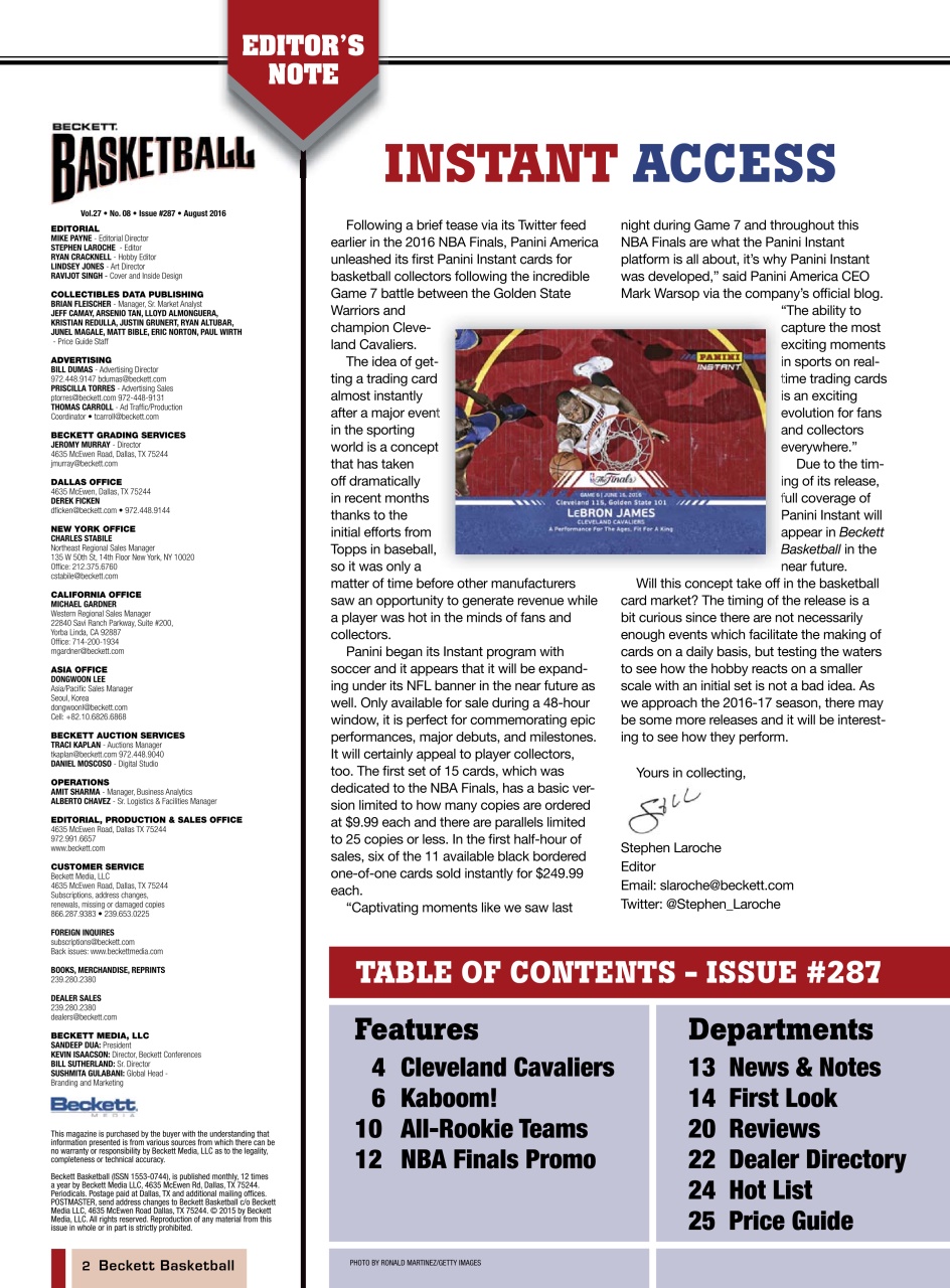 Beckett Basketball Magazine Preview Pages