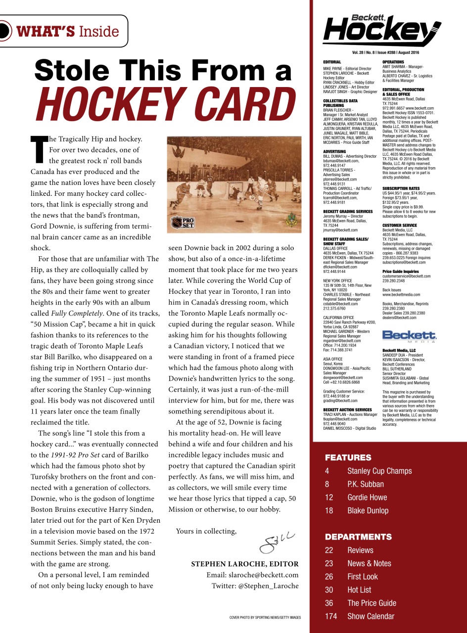 Beckett Hockey Magazine Preview Pages
