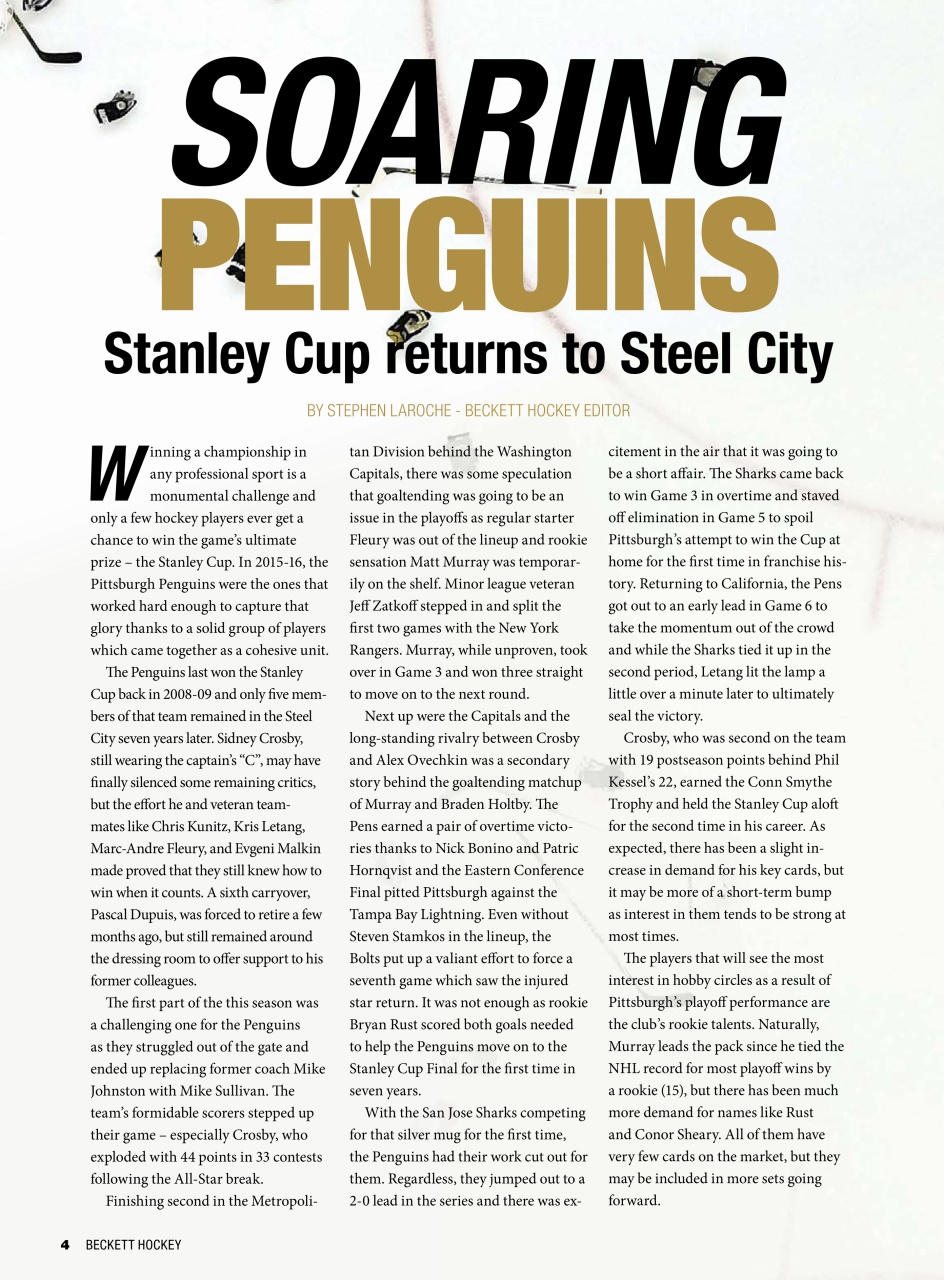 Beckett Hockey Magazine Preview Pages