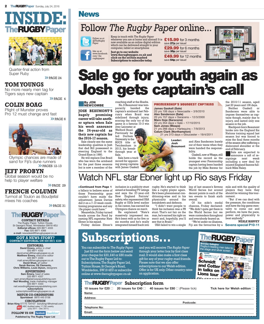 The Rugby Paper Preview Pages