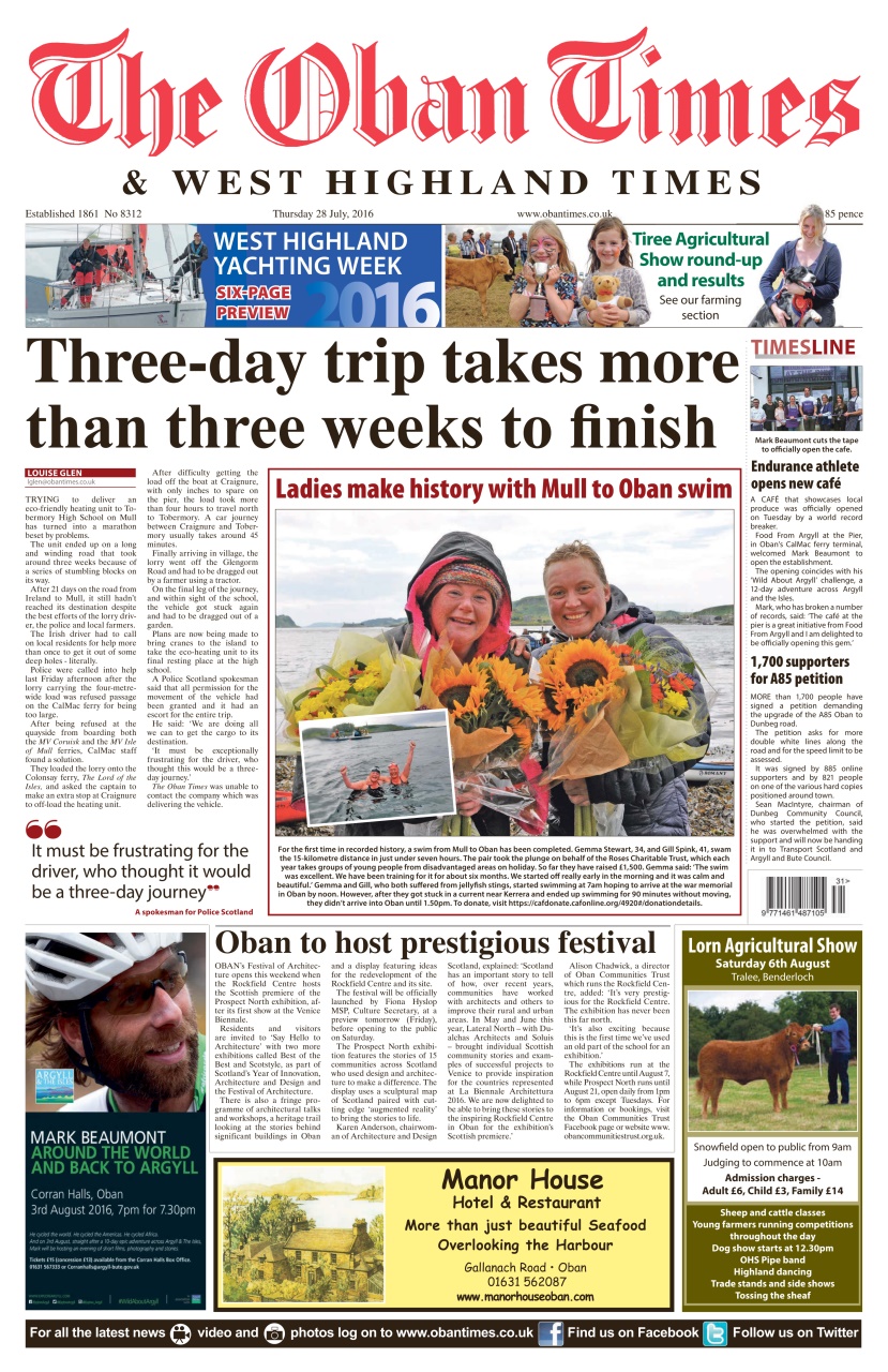 The Oban Times & Lochaber Times Preview Pages