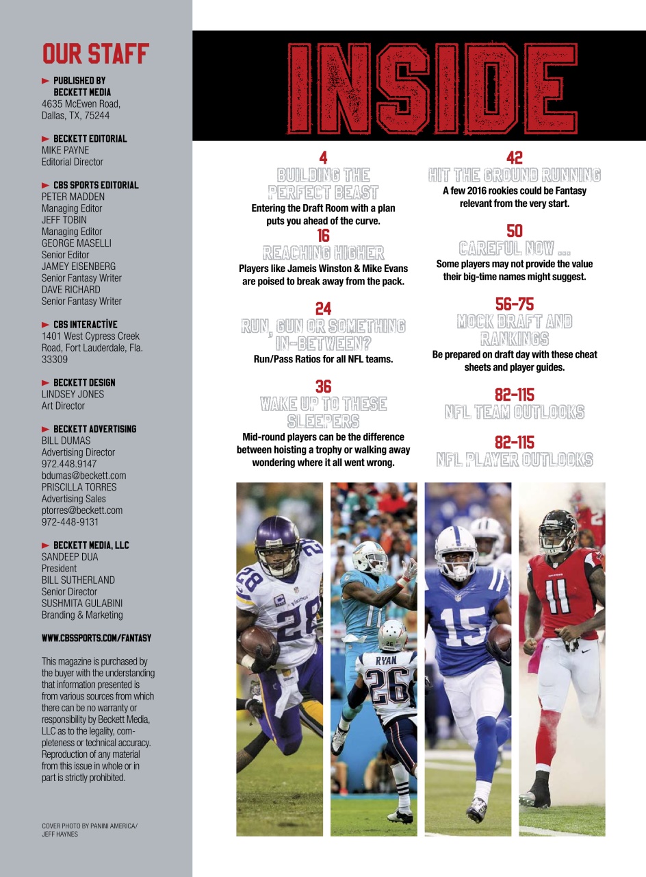 Beckett Football Magazine Preview Pages