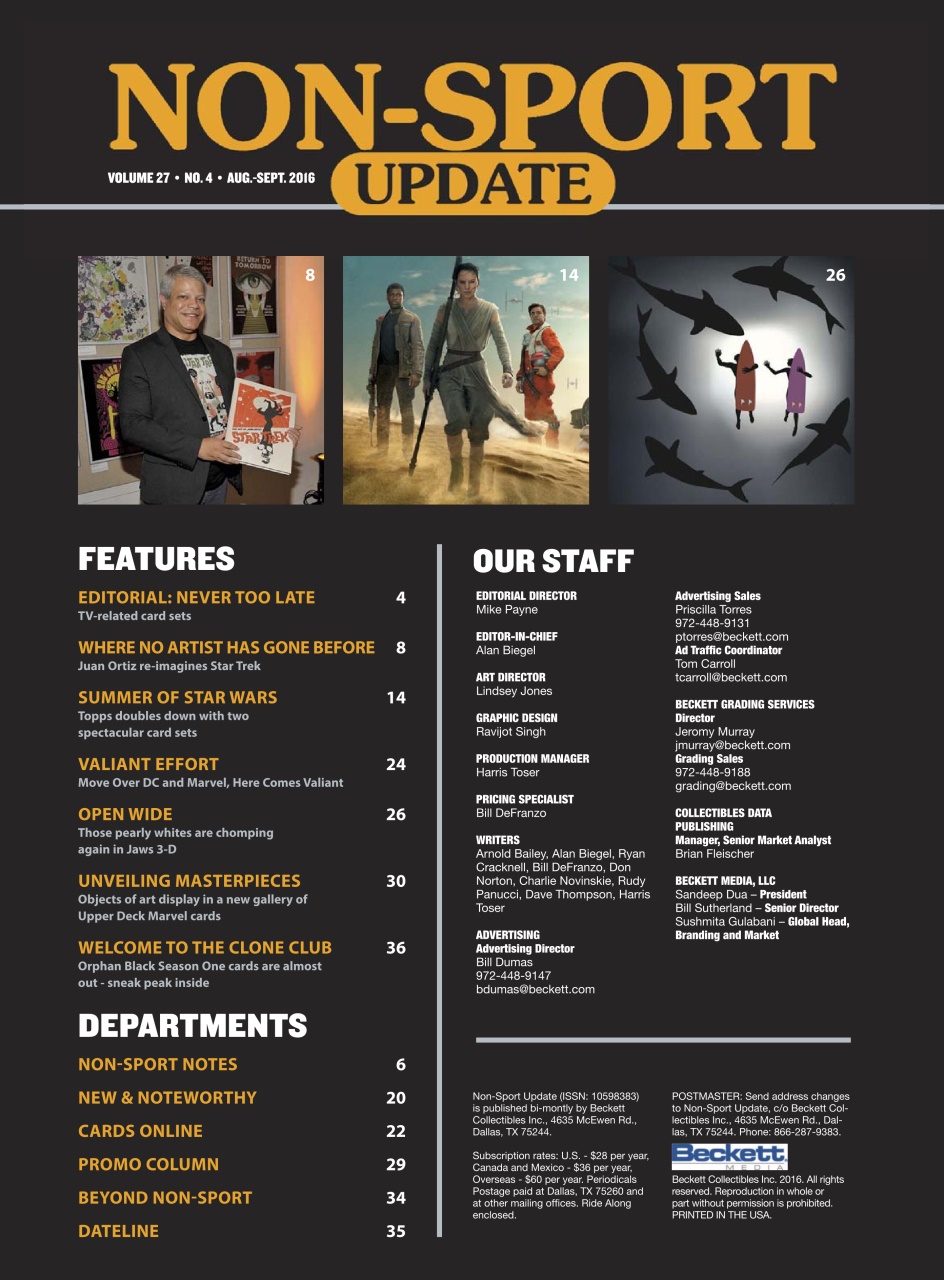 Non-Sport Update Magazine Preview Pages
