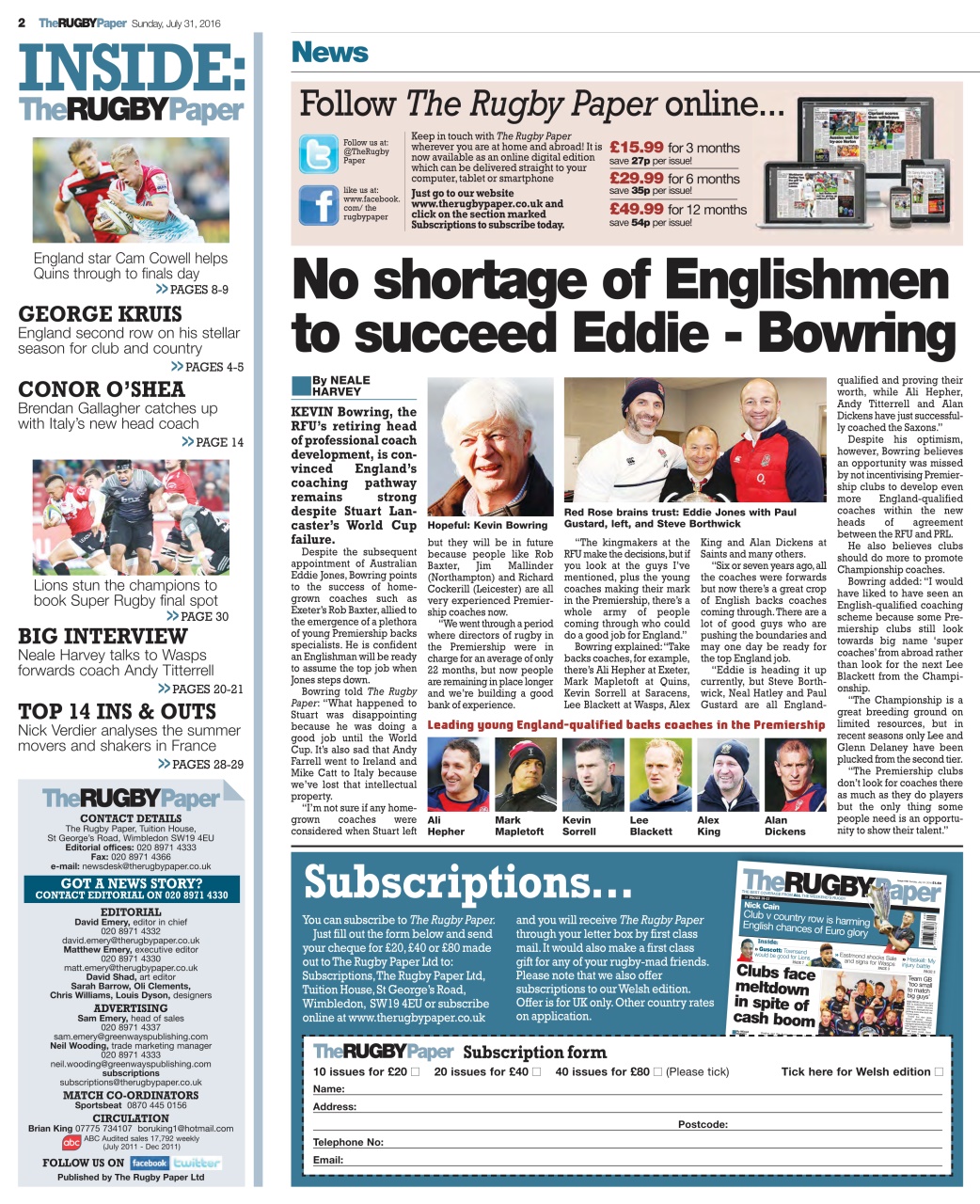 The Rugby Paper Preview Pages