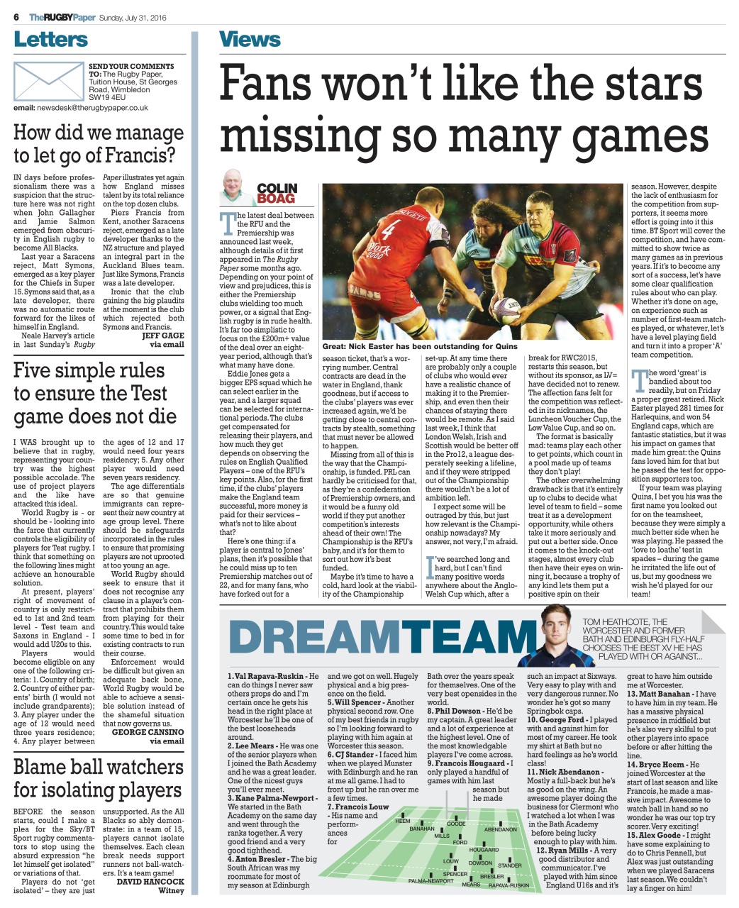 The Rugby Paper Preview Pages