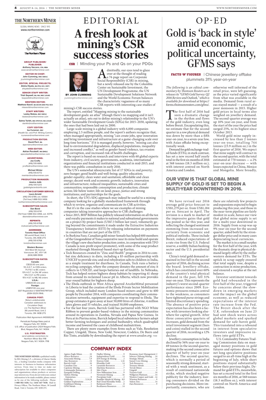 The Northern Miner Preview Pages