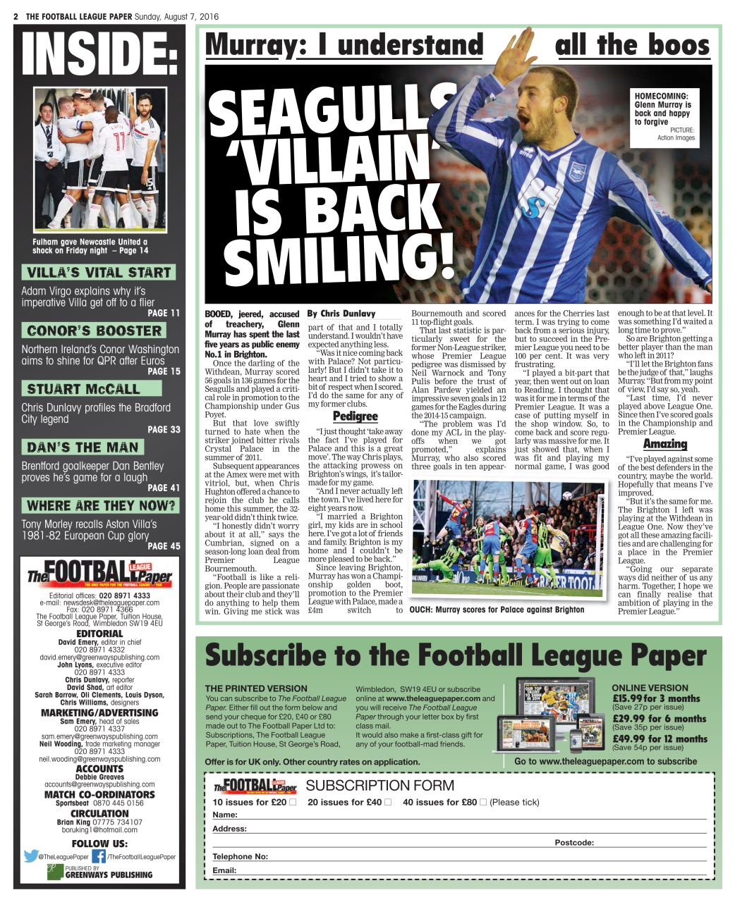 The Football League Paper Preview Pages