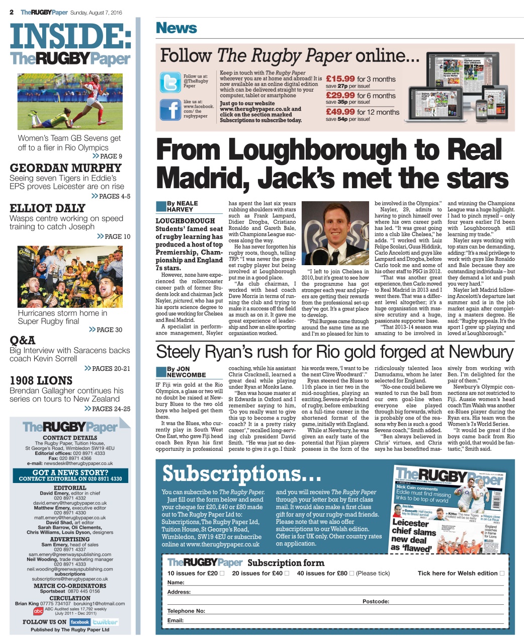 The Rugby Paper Preview Pages