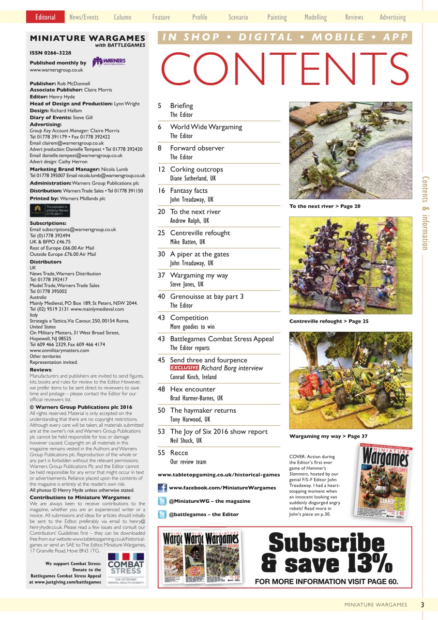 Miniature Wargames Preview Pages