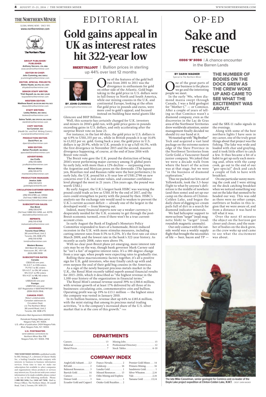 The Northern Miner Preview Pages
