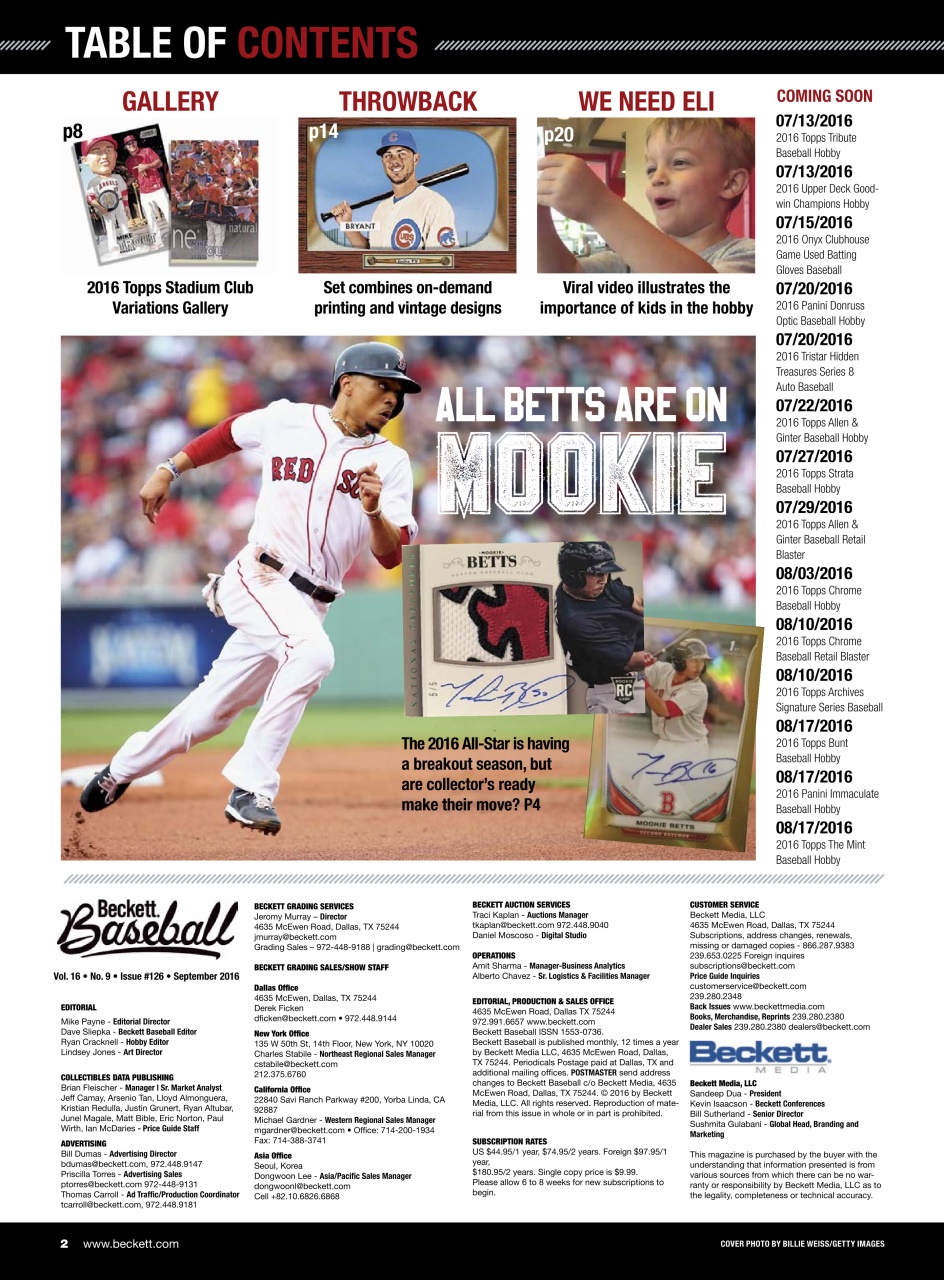 Beckett Baseball Magazine Preview Pages