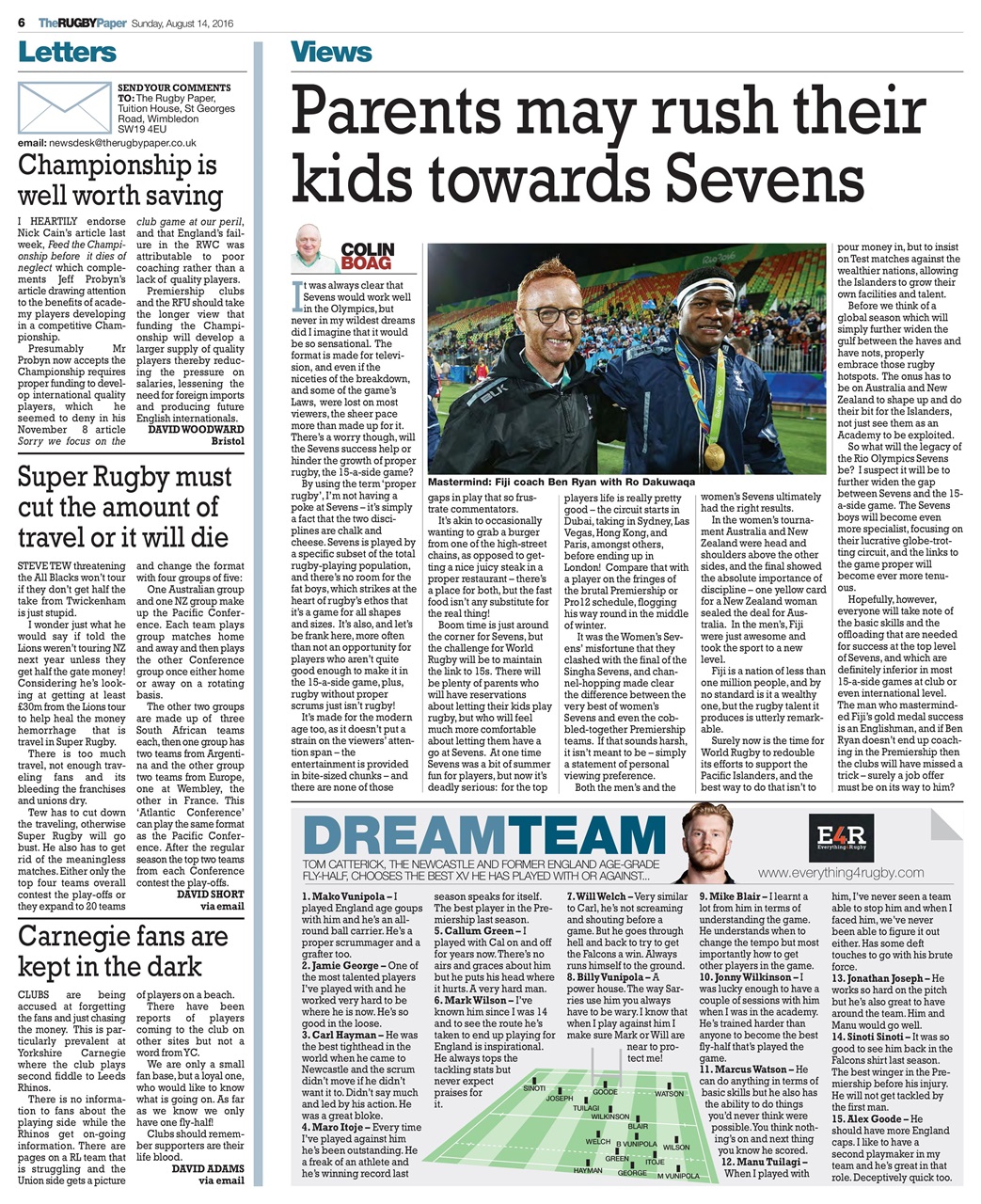 The Rugby Paper Preview Pages