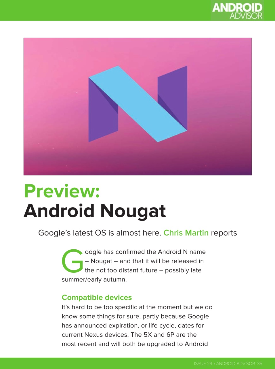 Android Advisor Preview Pages