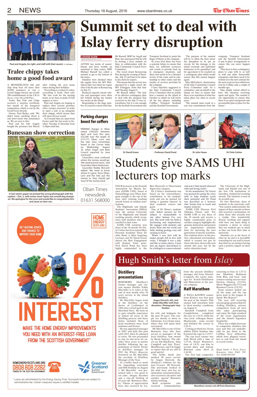 The Oban Times & Lochaber Times Preview Pages