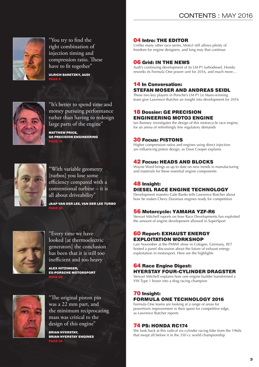 Race Engine Technology Preview Pages