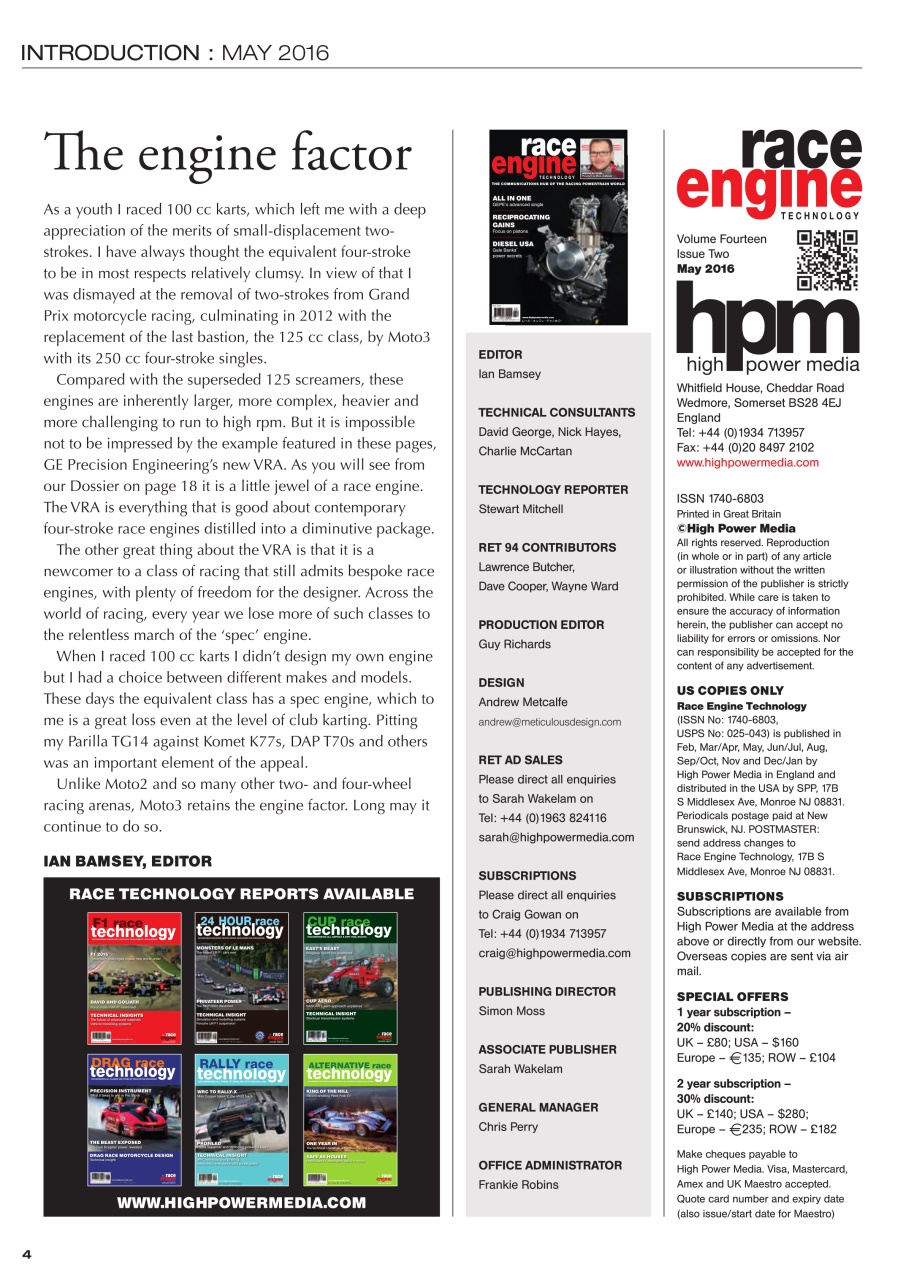 Race Engine Technology Preview Pages