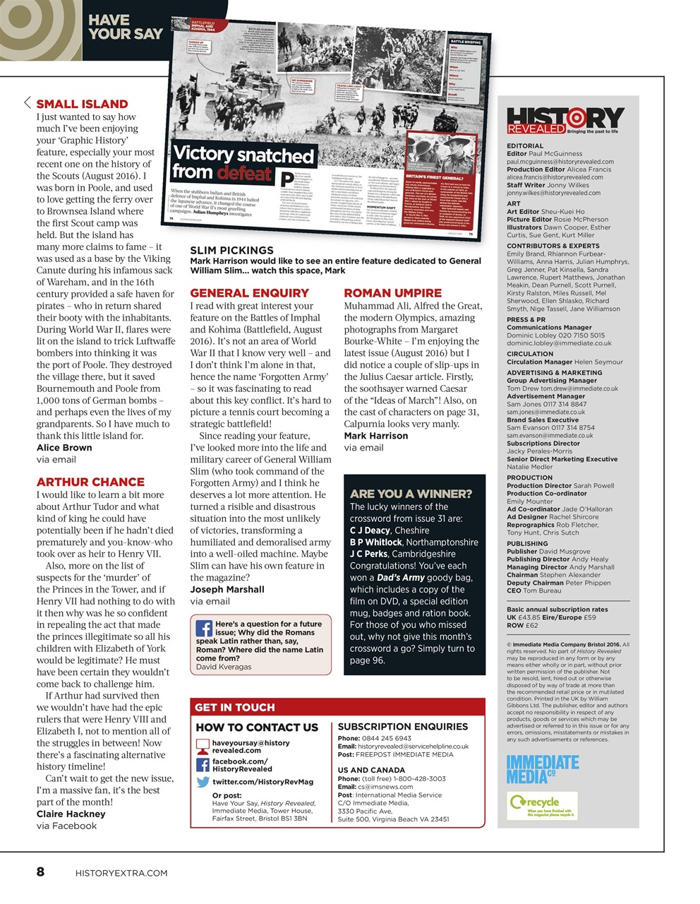 BBC History Revealed Magazine Preview Pages