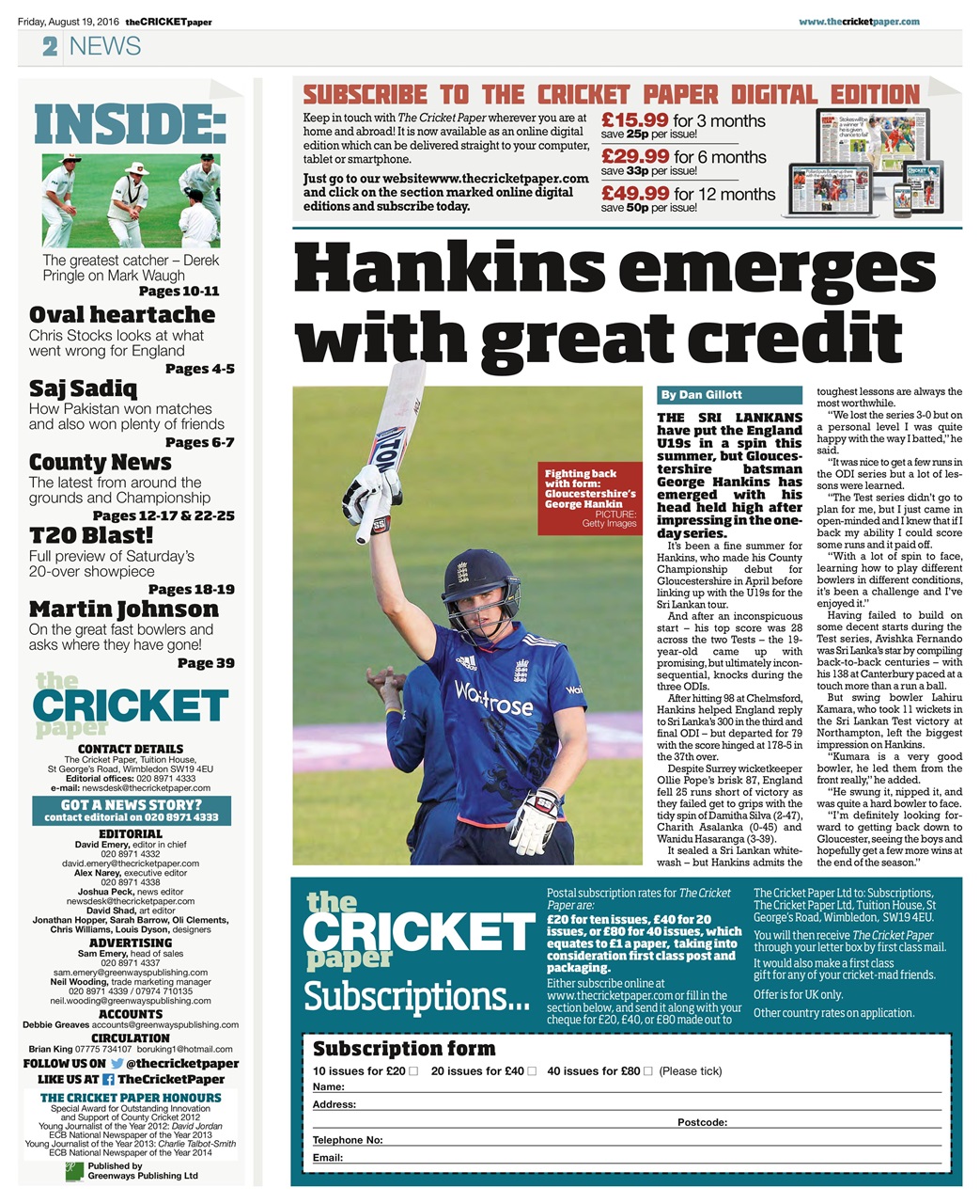 The Cricket Paper Preview Pages