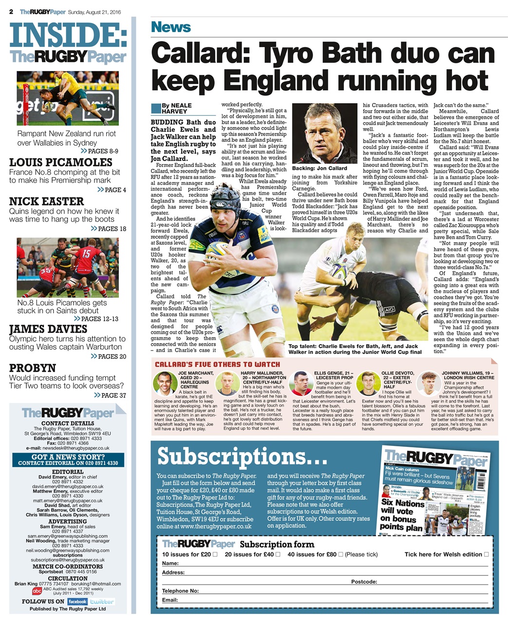 The Rugby Paper Preview Pages