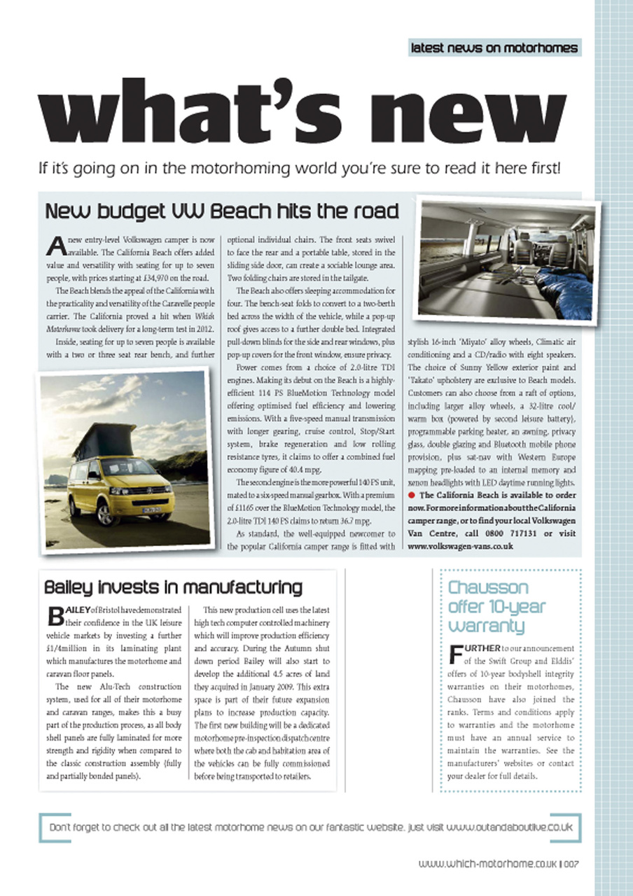 What Motorhome magazine Preview Pages