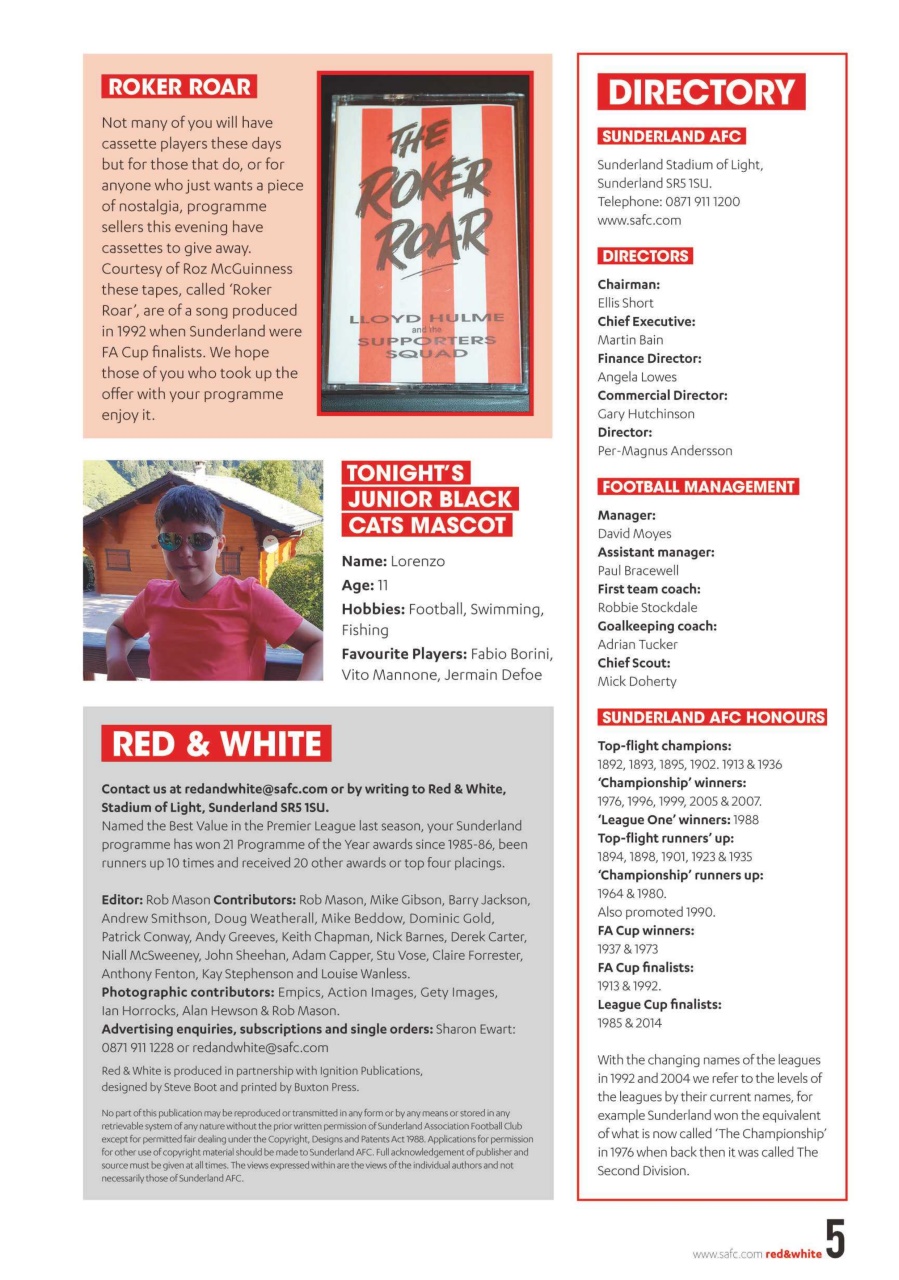 Sunderland FC Preview Pages