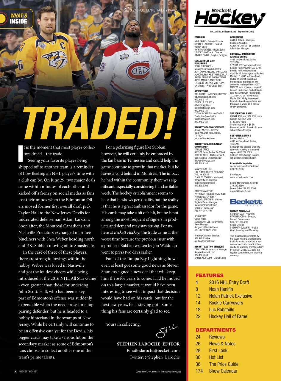 Beckett Hockey Magazine Preview Pages
