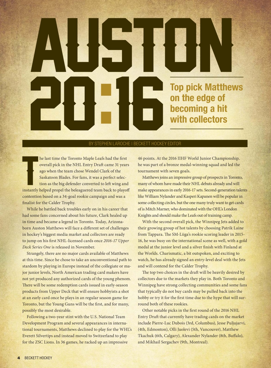 Beckett Hockey Magazine Preview Pages