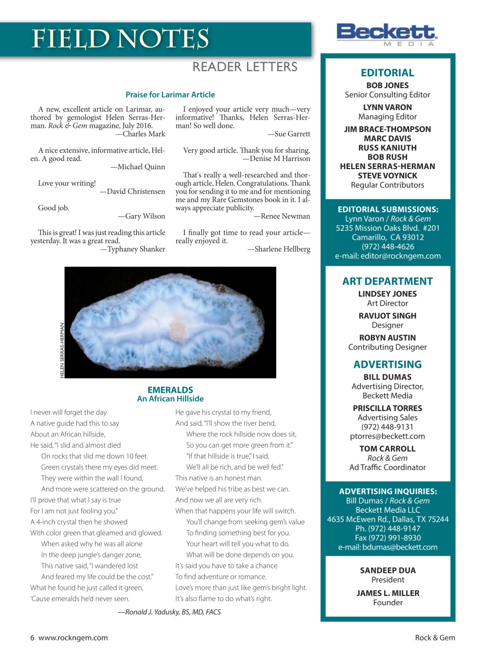 Rock&Gem Magazine Preview Pages