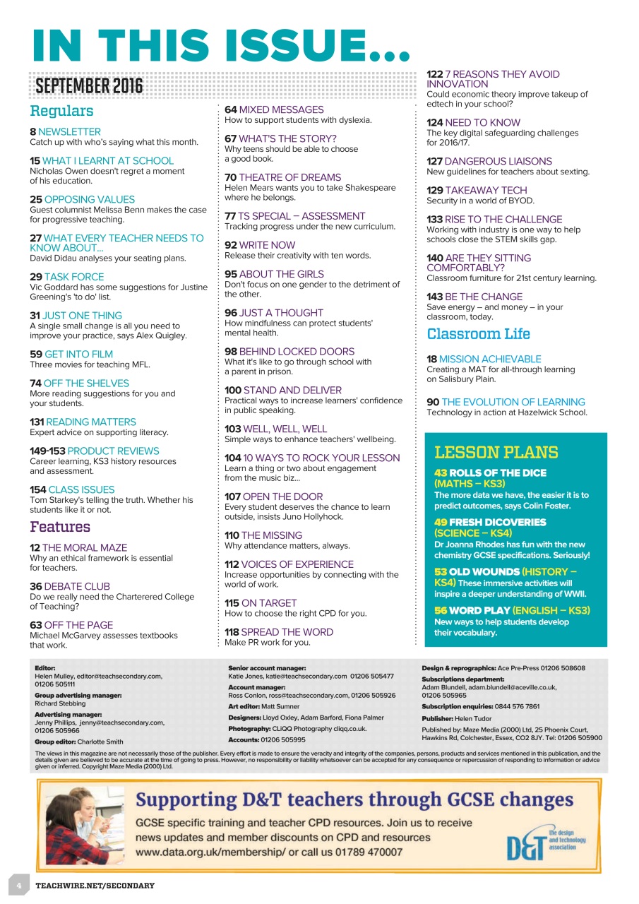 Teach Secondary Preview Pages