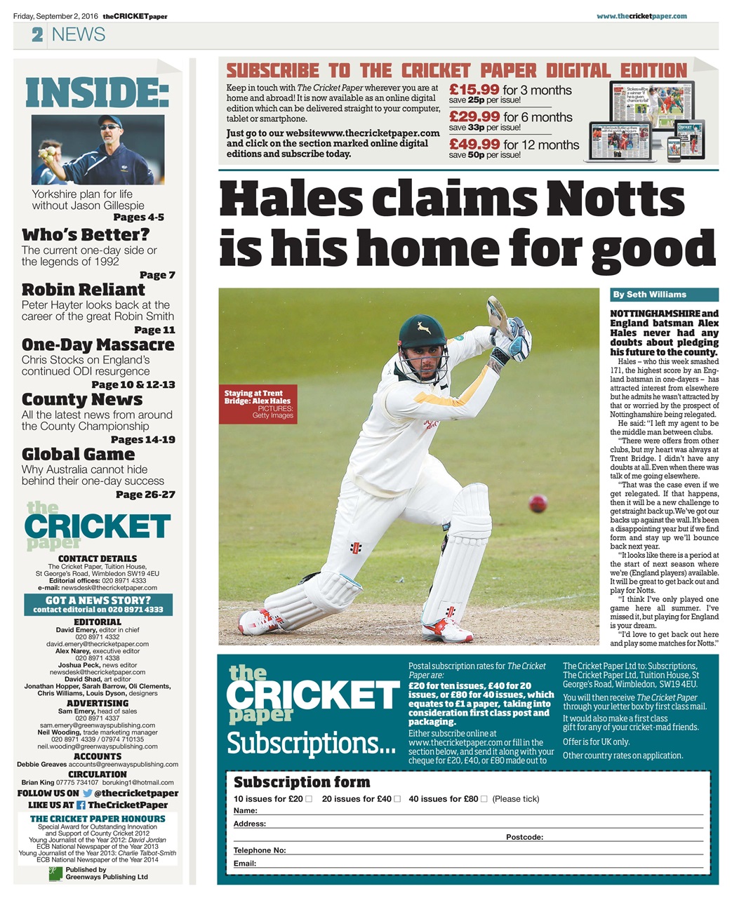 The Cricket Paper Preview Pages