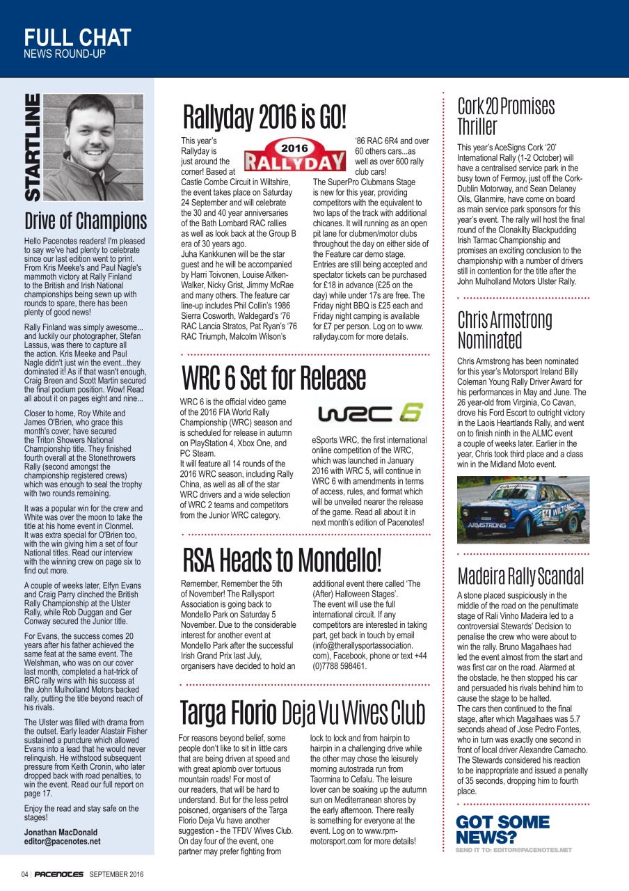 Pacenotes Rally magazine Preview Pages