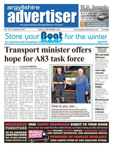 Argyllshire Advertiser issue Friday 9th September 2016