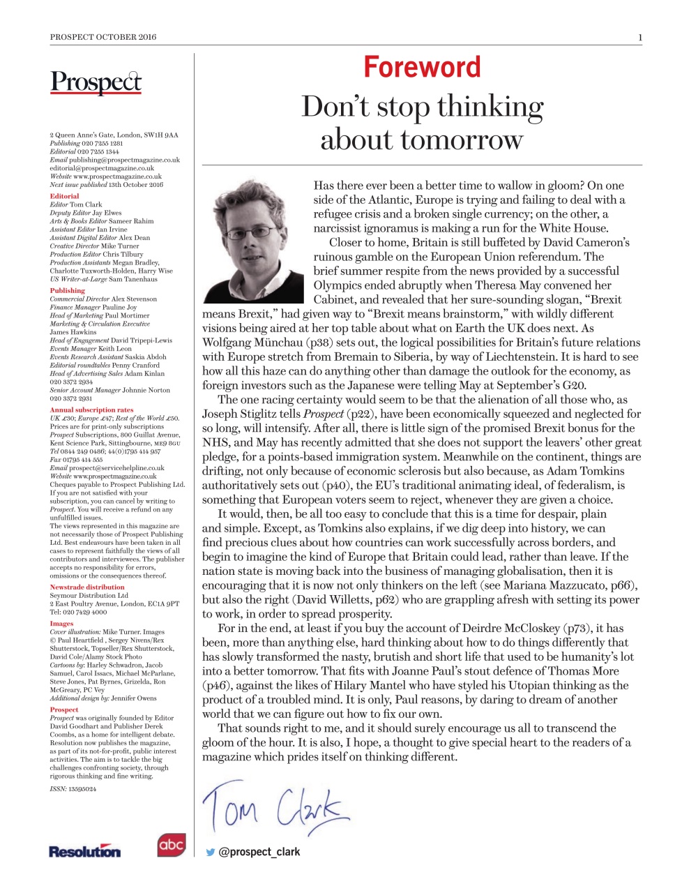 Prospect Magazine Preview Pages