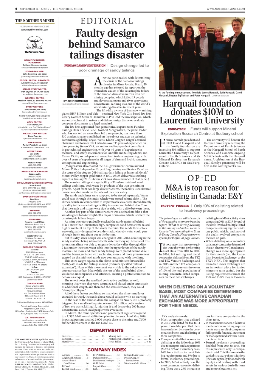 The Northern Miner Preview Pages