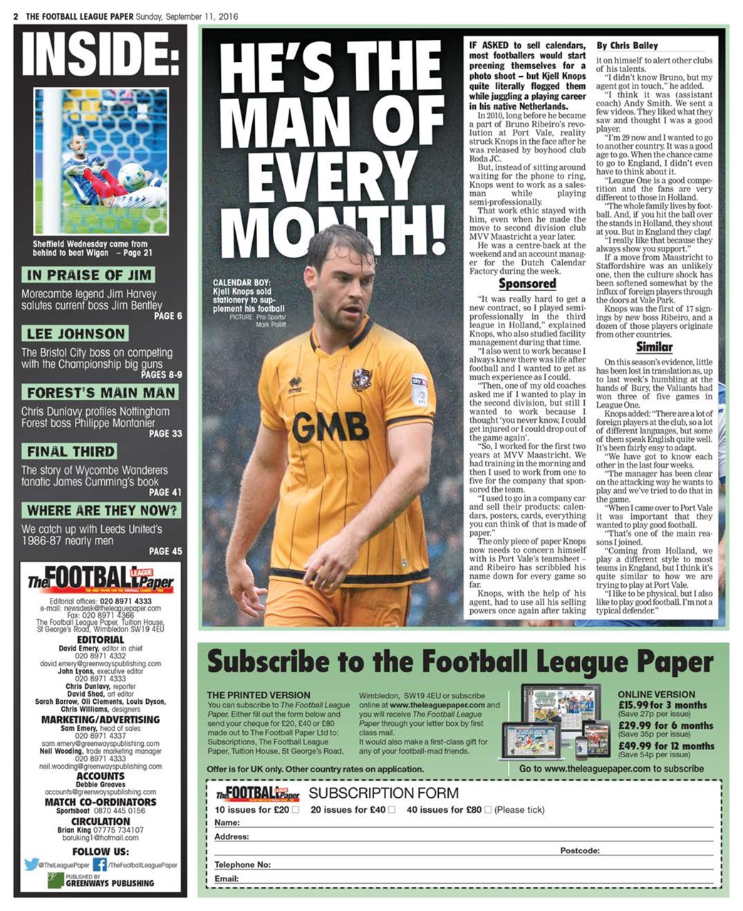The Football League Paper Preview Pages