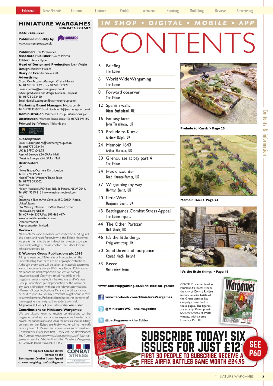 Miniature Wargames Preview Pages