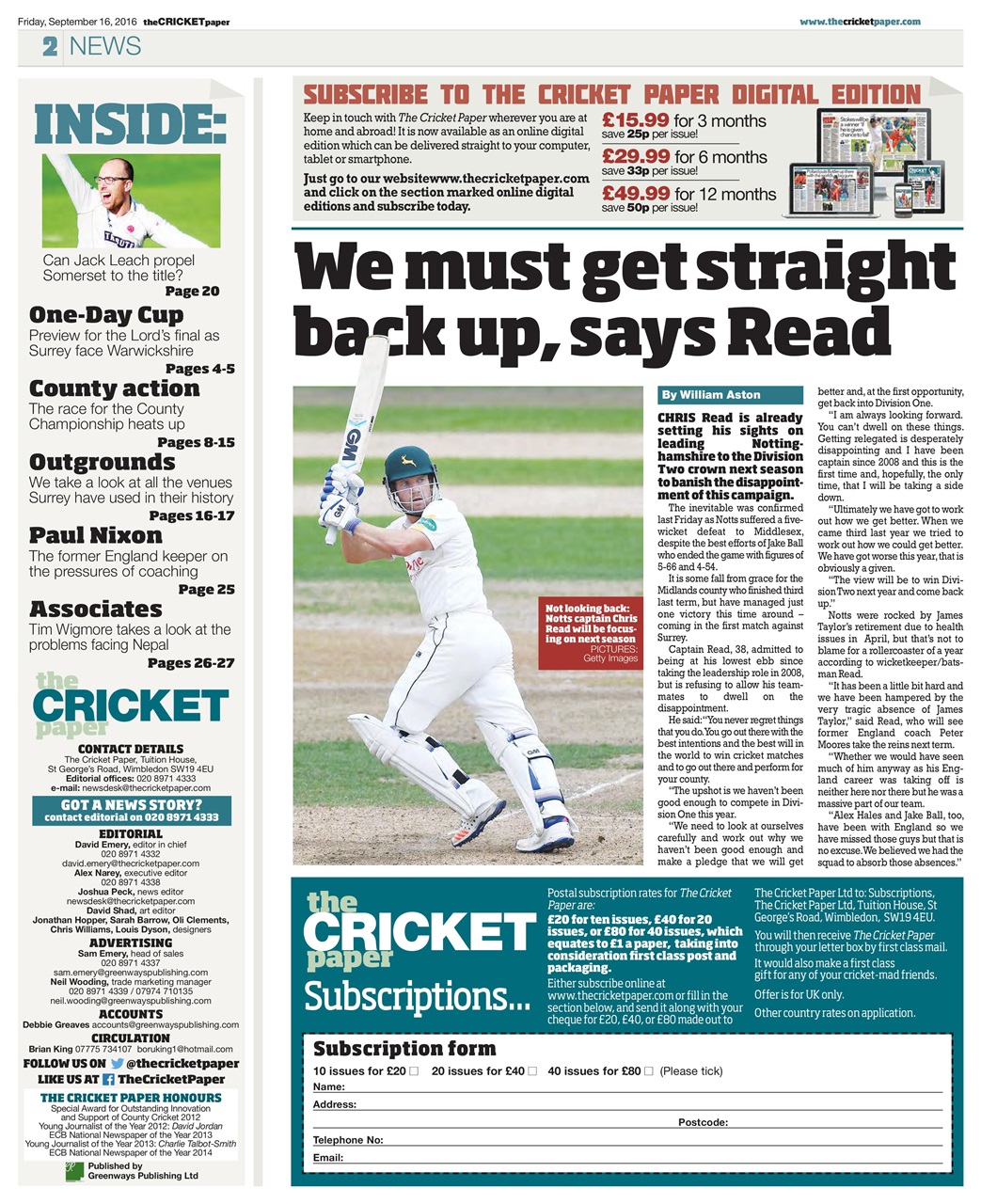 The Cricket Paper Preview Pages