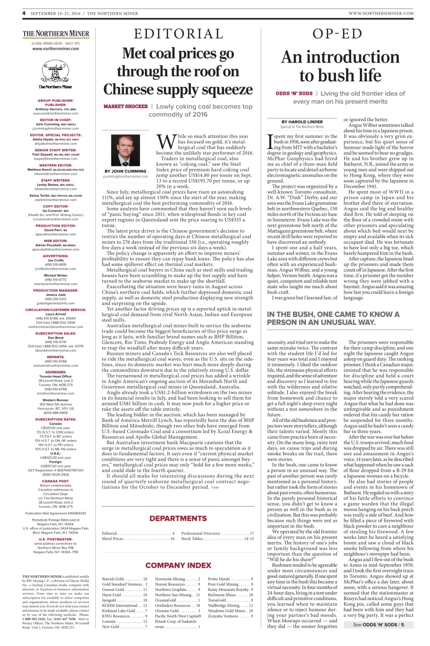 The Northern Miner Preview Pages