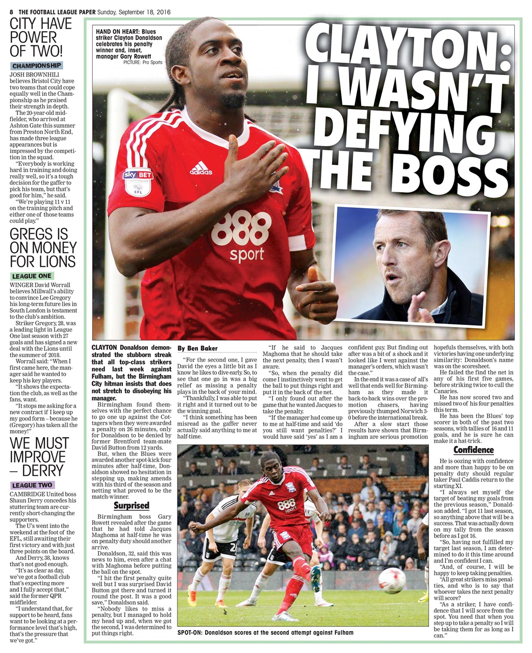 The Football League Paper Preview Pages