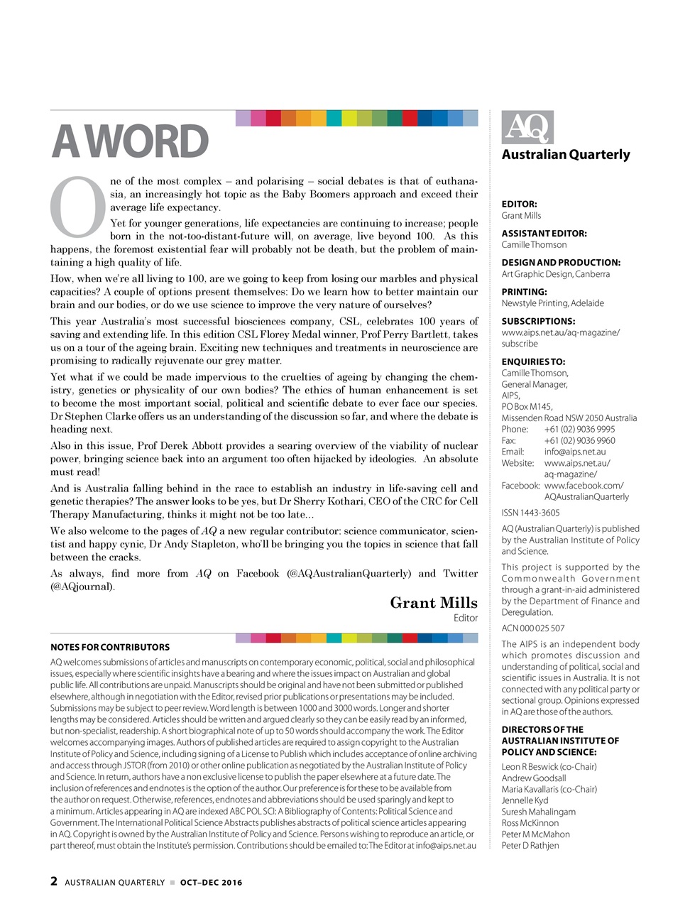 AQ: Australian Quarterly Preview Pages