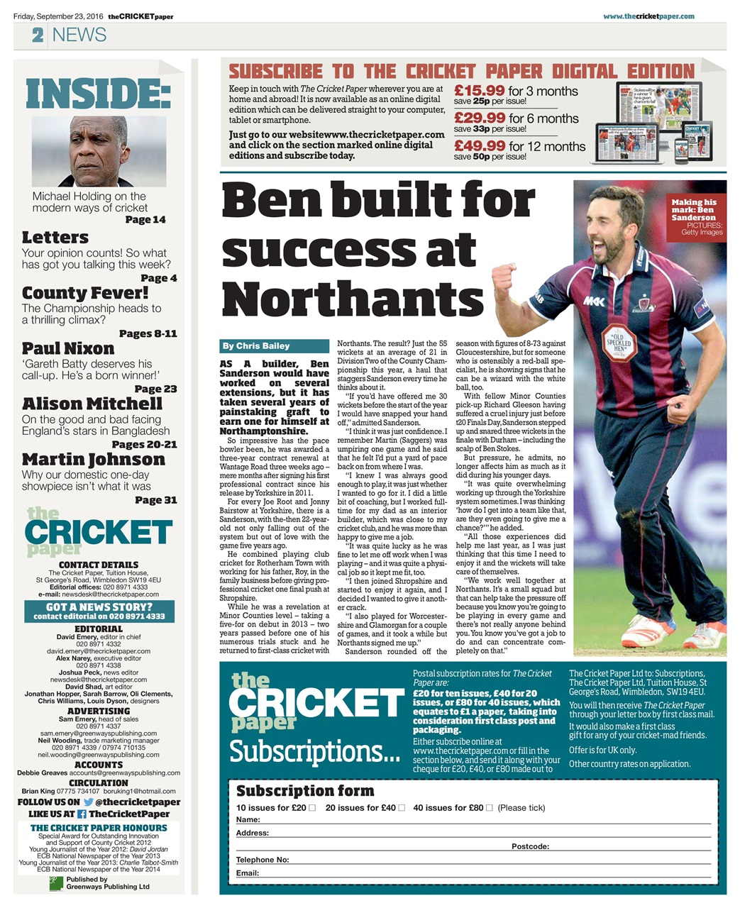 The Cricket Paper Preview Pages
