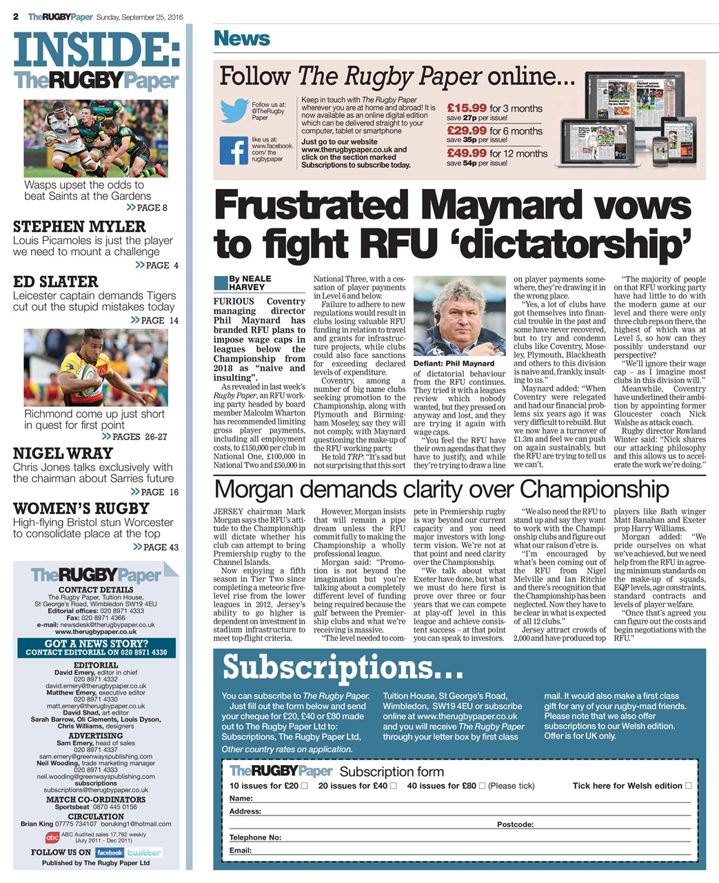 The Rugby Paper Preview Pages