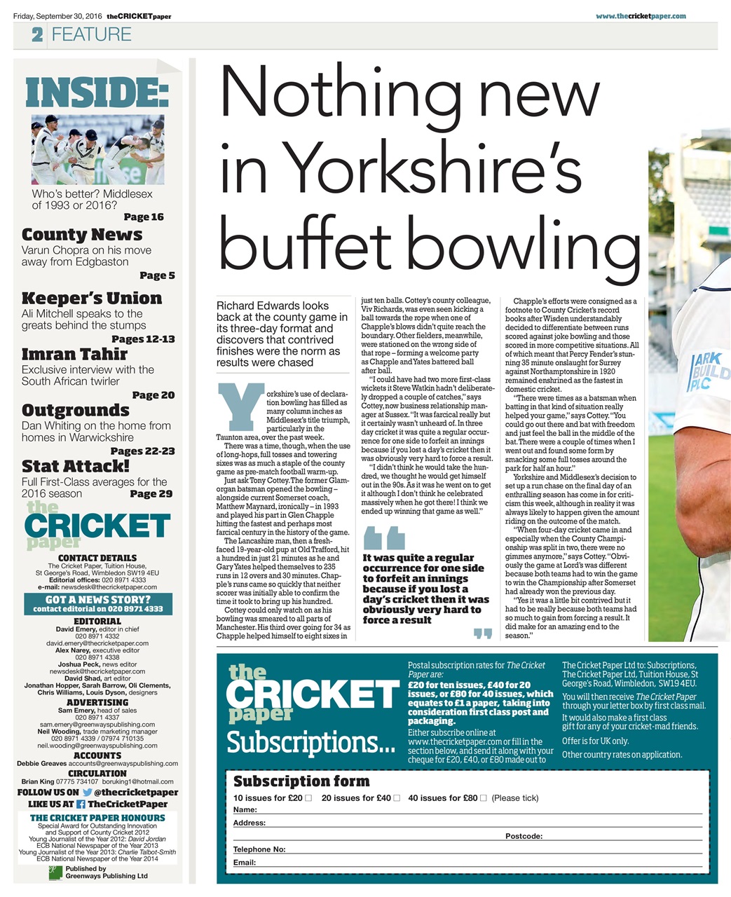 The Cricket Paper Preview Pages
