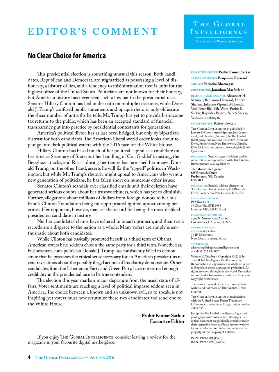 The Global Intelligence Preview Pages