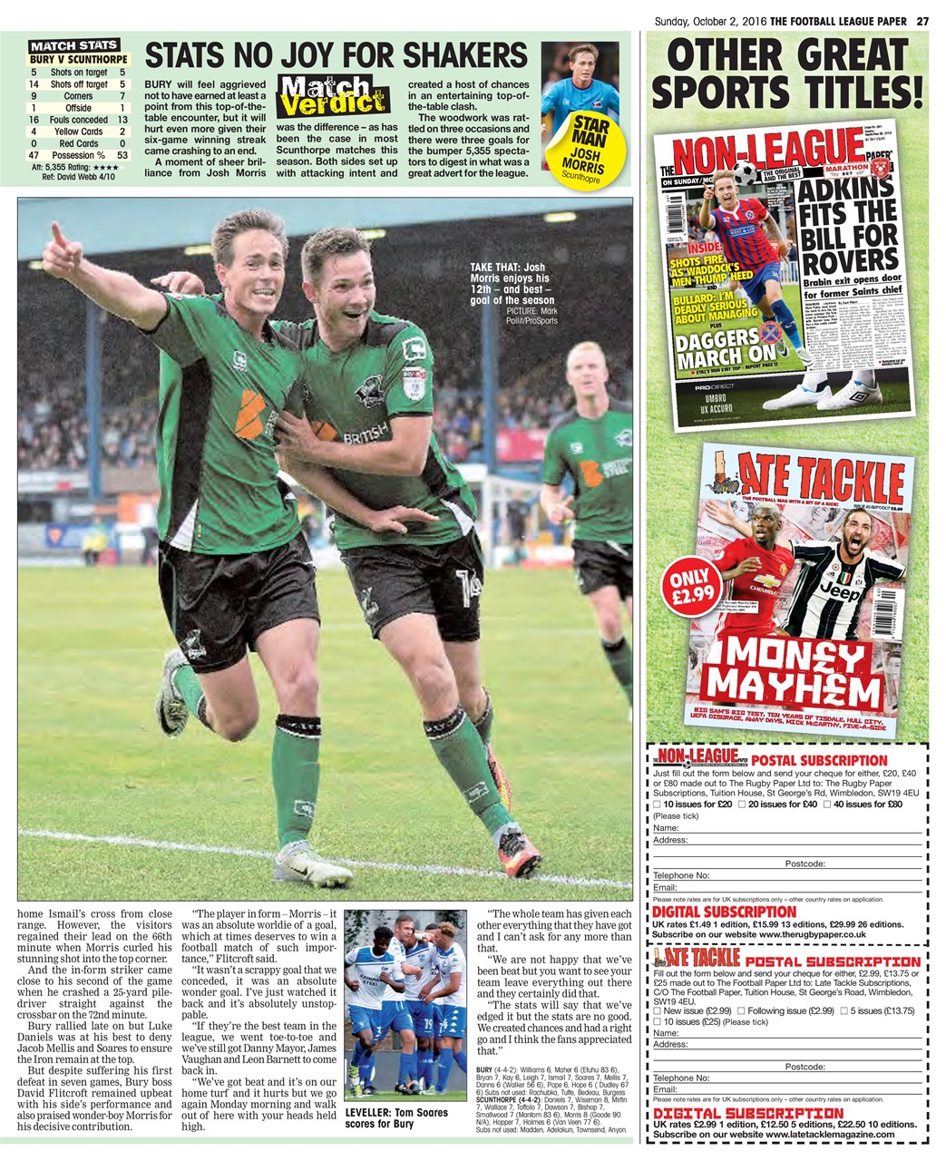 The Football League Paper Preview Pages